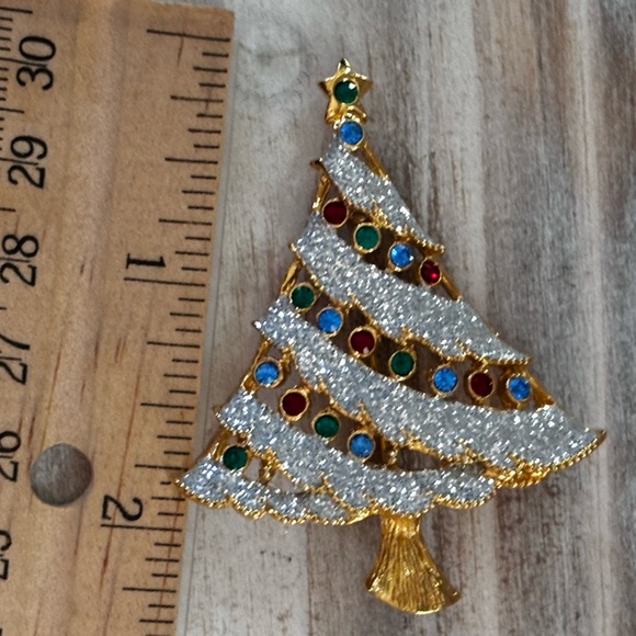 beautiful vtg Christmas tree brooch - Picture 2 of 3